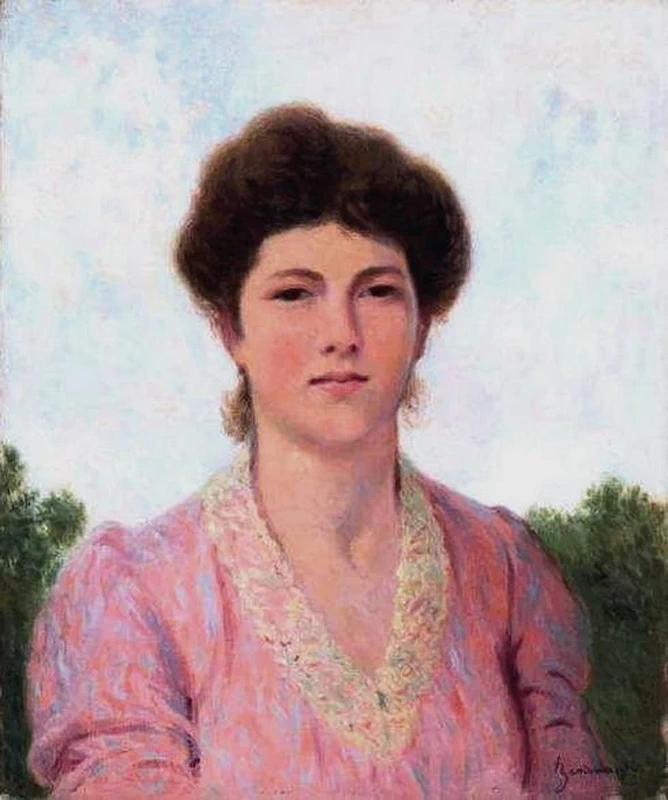 Giovane donna con camicetta rossa